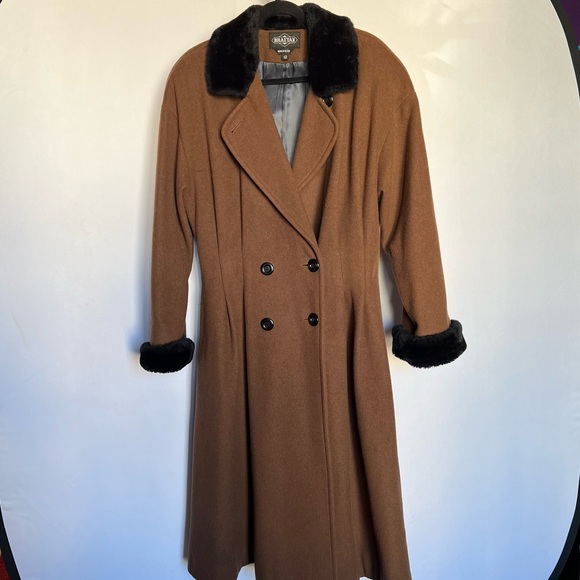 Braetan Vintage Fur Trim Brown Coat - Picture 2 of 6
